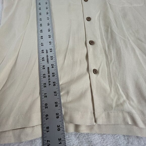 Tommy Bahama Mens Beige Short Sleeve 100% Silk Button-Up Camp Shirt XL Casual - Picture 7 of 7